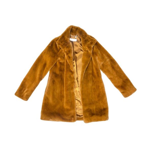 Calvin Klein Stand Collar Brown Faux Fur Coat Jacket - unique find Size XS - Picture 1 of 5